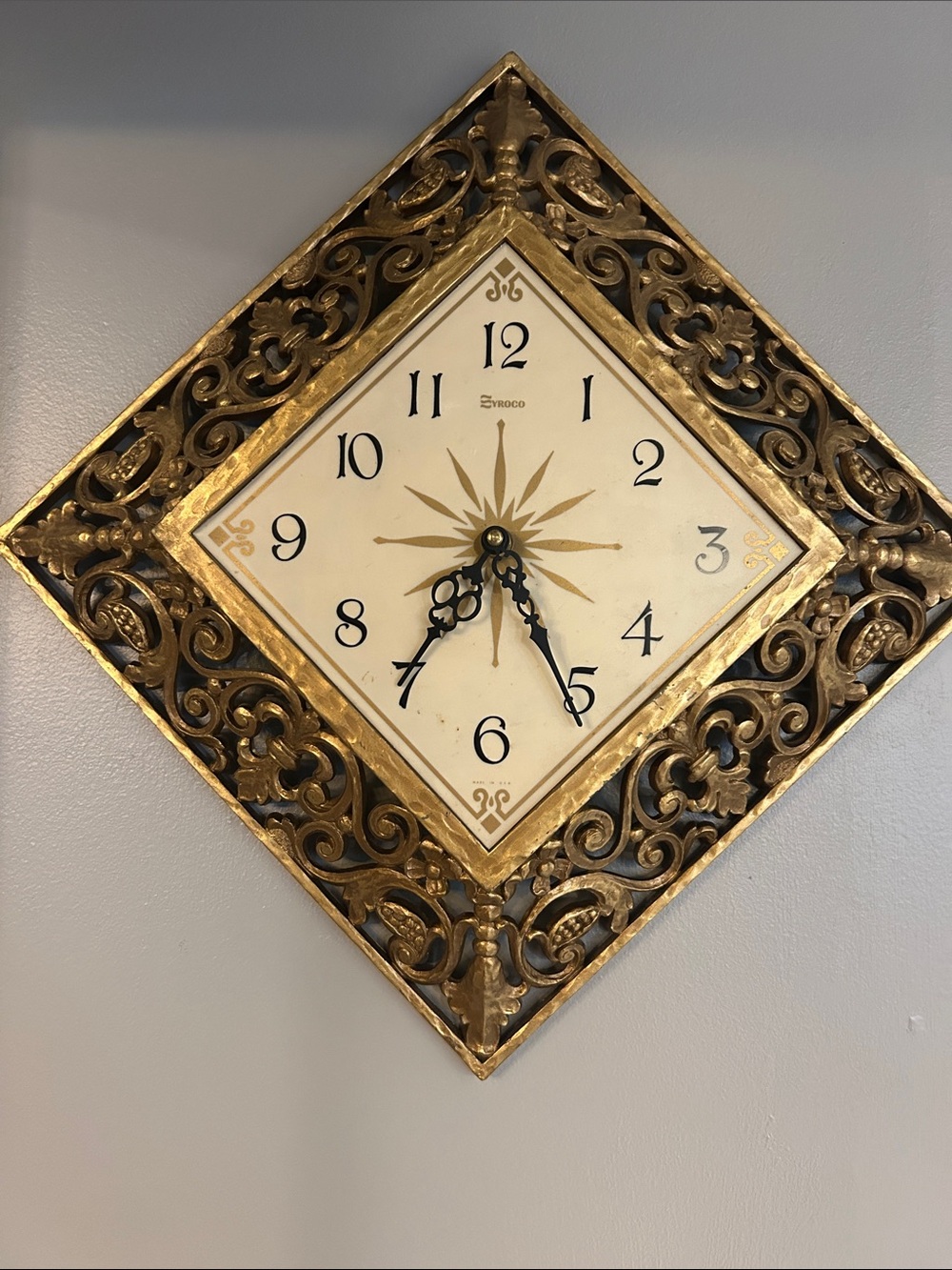 1960 Syroco Gold Ornate Wall Clock - Decorative Home Wall Decor